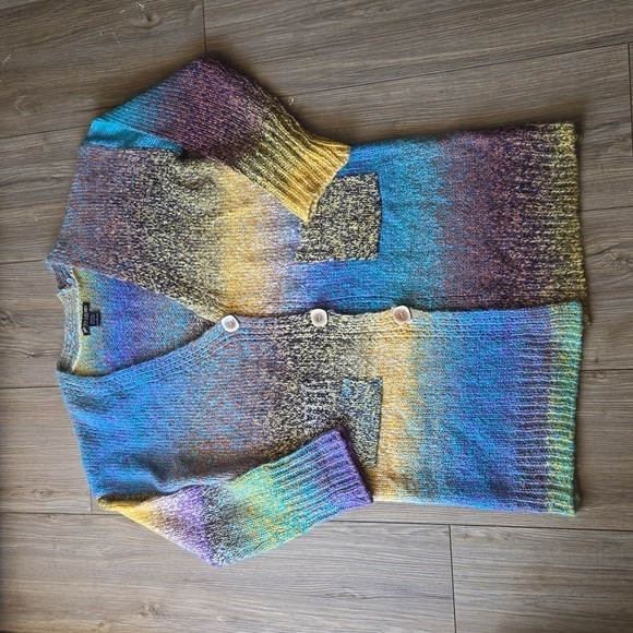 Sabrina Lauren Multicolor Long Line Knit Cardigan Sweater - Picture 1 of 6